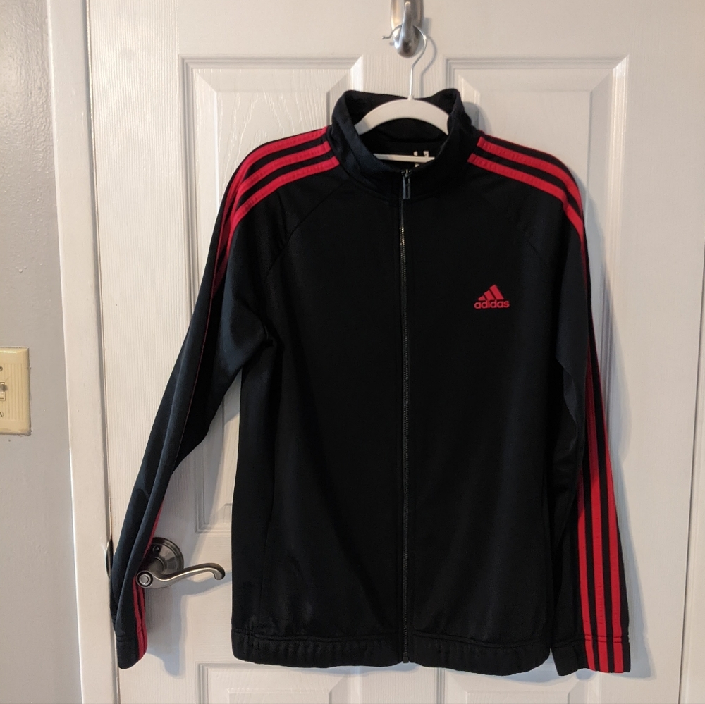 Adidas Y2K Athleisure Classic Red Striped Long Sleeve Logo Track Jacket Size L